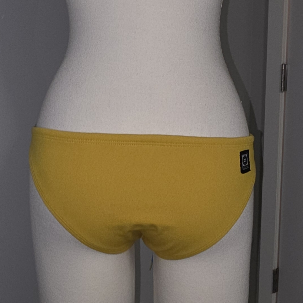 Jolyn Clothing MIDL Yellow Active Bikini Bottom Black Logo Patch Drawstring Sz S - Picture 6 of 16